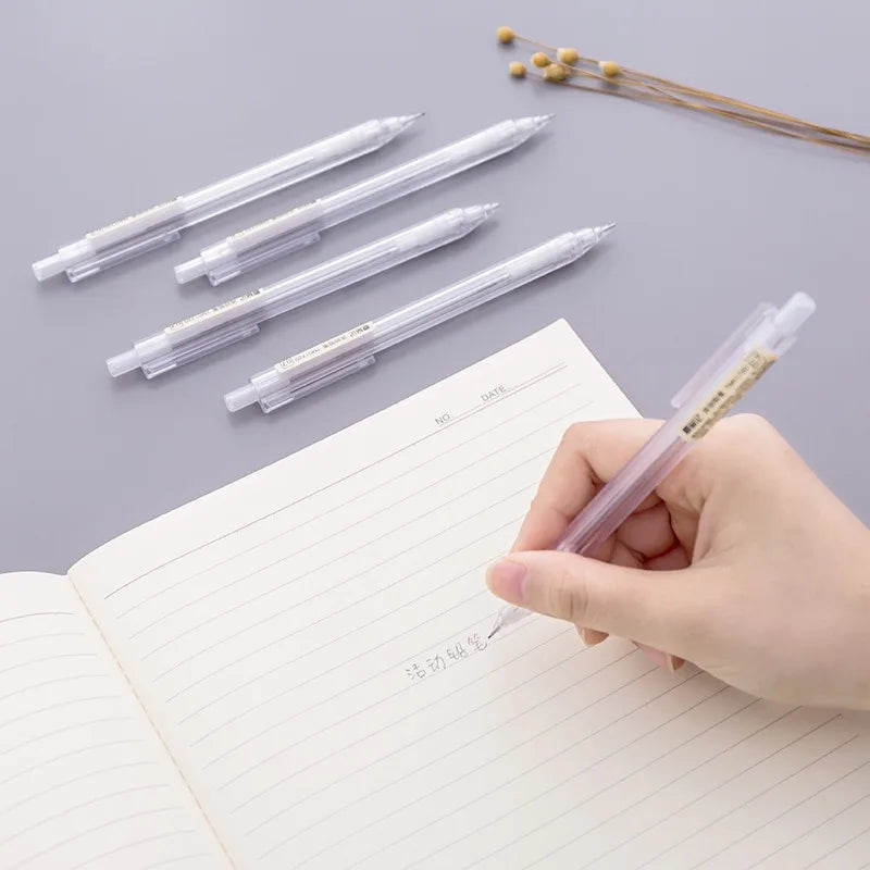 5 unids/set portaminas blanco Simple bolígrafo automático 0,5/0,7mm para estudiantes útiles escolares accesorios de oficina papelería