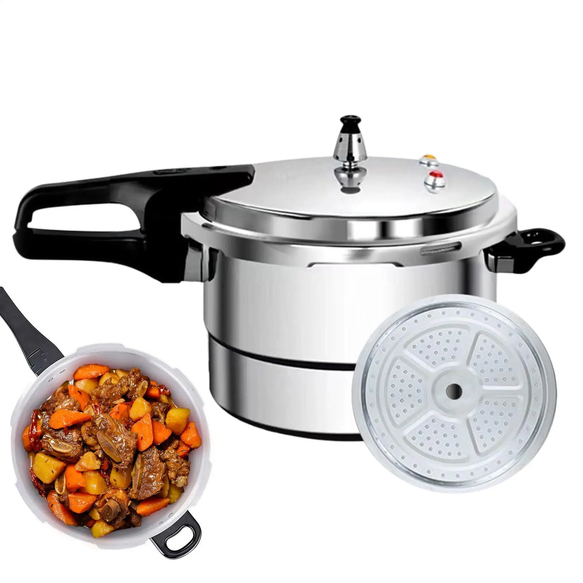 Olla a Presión de Acero Inoxidable de 7L con Rejilla para Cocinar al Vapor, Apta para Estufas Eléctricas y de Gas, Ahorra Energía, Utensilios de Cocina Seguros