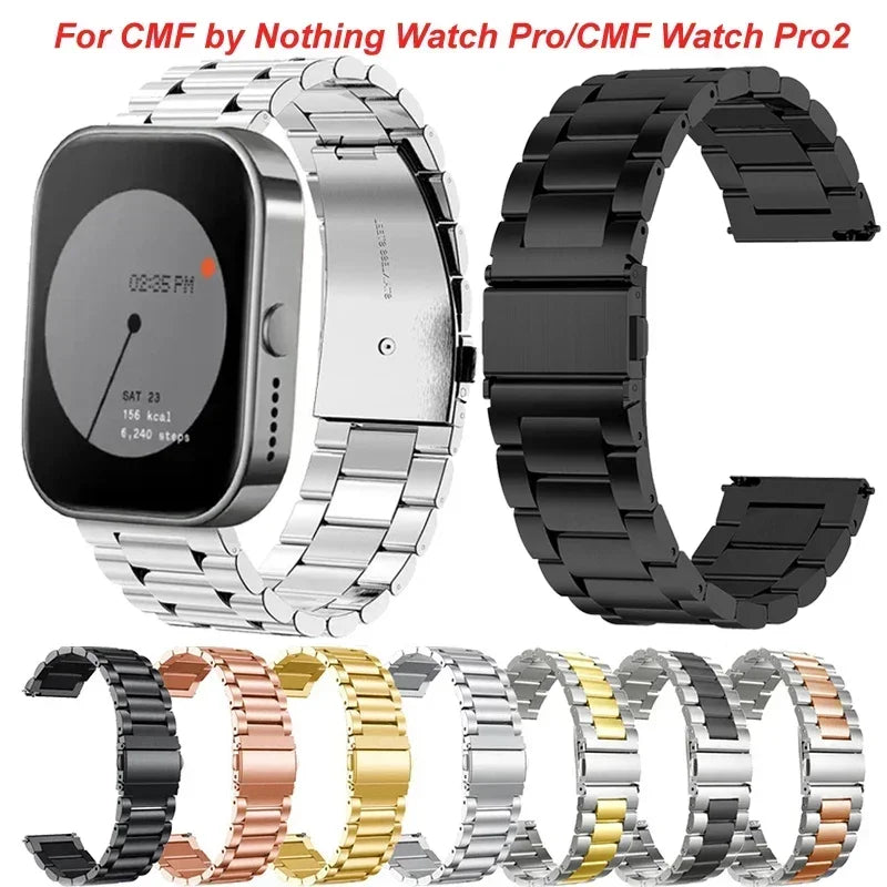 Correa de Metal de acero inoxidable de 22mm para CMF de Nothing Watch Pro, Correa de reloj para CMF Watch Pro 2, Correa de repuesto