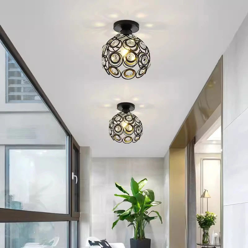 Lámpara Led de cristal para pasillo, balcón, luz de techo, estilo nórdico, personalidad, candelabro pequeño creativo, lámparas de entrada