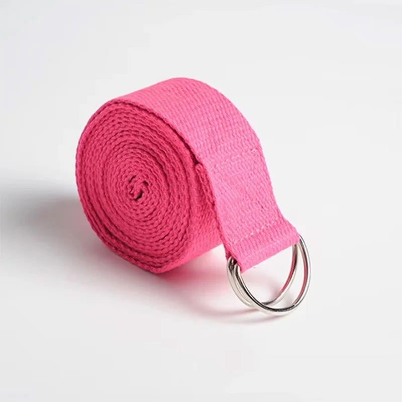 Correa de Yoga de 183x3,8 cm, cinturón de Yoga de algodón para ejercicio, hebilla de anillo en D elástica tejida ajustable, bandas de estiramiento para Fitness, cuerda de Pilates