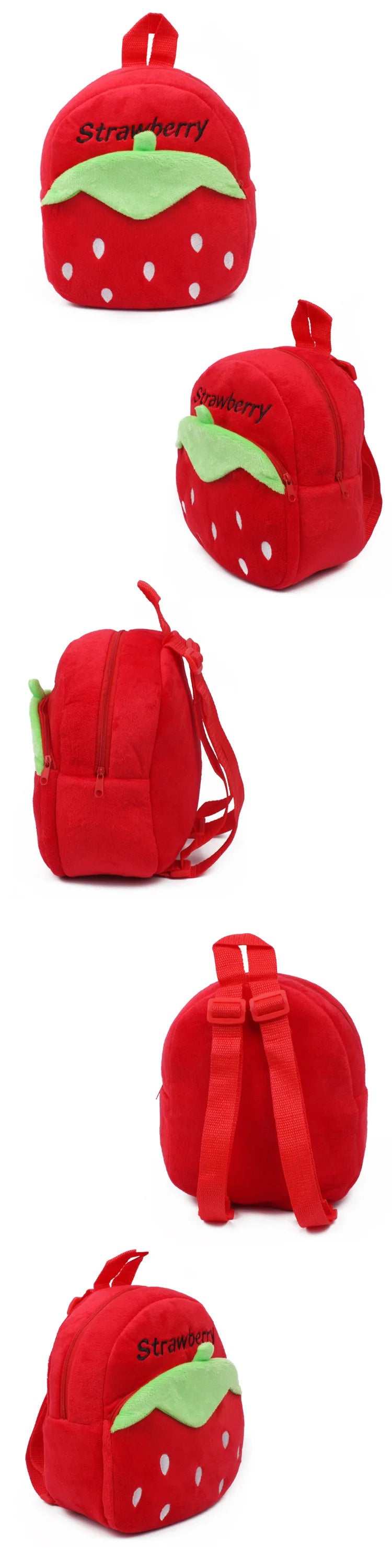 Bonita mochila de felpa de fresa para niños, Mini bolsas escolares de animales de dibujos animados, bolsa de dulces para niños, regalo para niños y niñas de 1 a 3 años