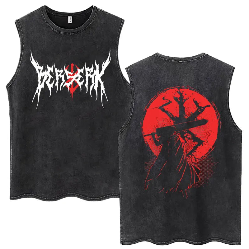 Camisetas sin mangas Harajuku lavadas de Anime Berserk Guts, camisetas Retro de Manga Gatsu Griffith Zodd, camisetas sin mangas, Camiseta de algodón Unisex de gran tamaño