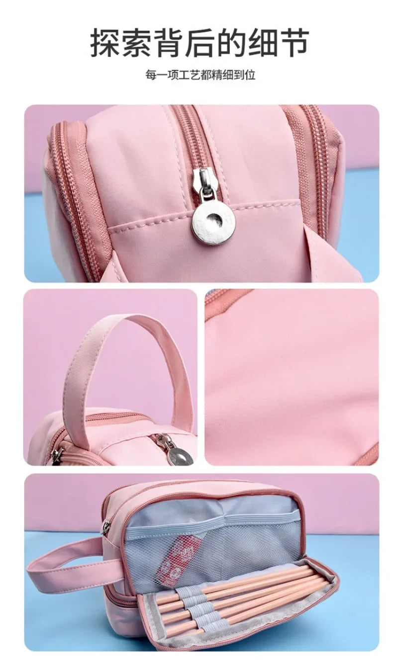 Estuches para lápices de 99 noches en los bosque, bolsas grandes para bolígrafos de dibujos animados, bolsa de lápices multicapa de Anime para niños y niñas, suministros de papelería escolar