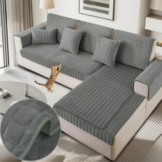 Fundas de sofá suaves y cálidas, fundas de cojines lavables, antideslizantes, fácil instalación para fundas de sofá seccionales en forma de L, protección de muebles