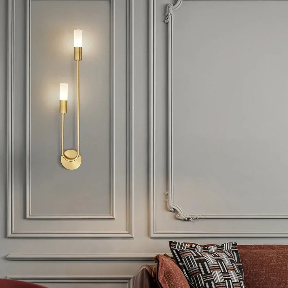 Lámpara de Pared LED Moderna Dorada, Estilo Nórdico, Larga y Rectangular, para Sala de Estar, Dormitorio, Baño, Pasillo, Decoración Interior