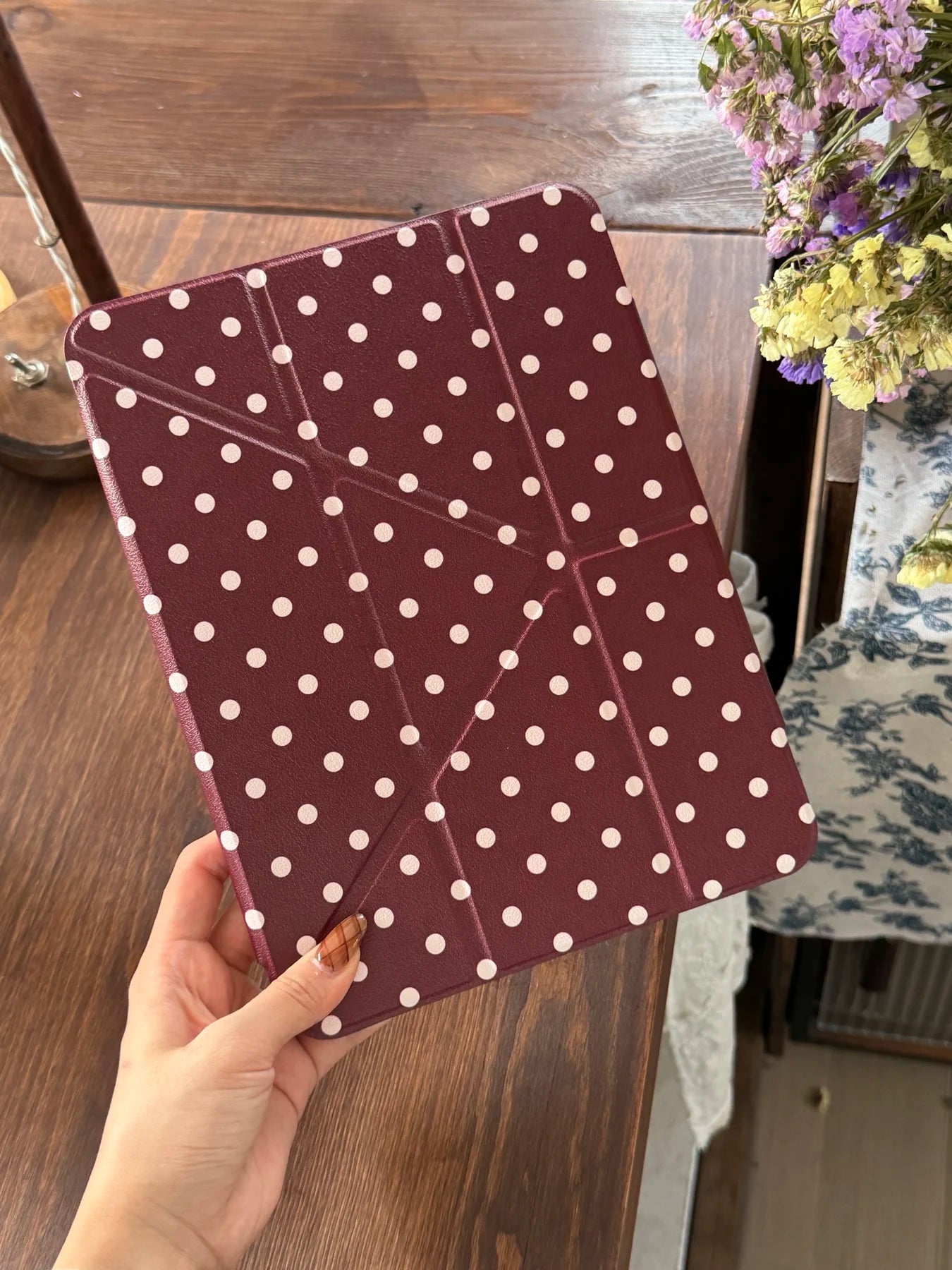 Funda para iPad plegable en Y con lunares y cierre a presión (6 colores) para iPad10/11th Air 11 4/5 10,9 Pro 11 12,9 iPad 10,2 7/8/9th Gen