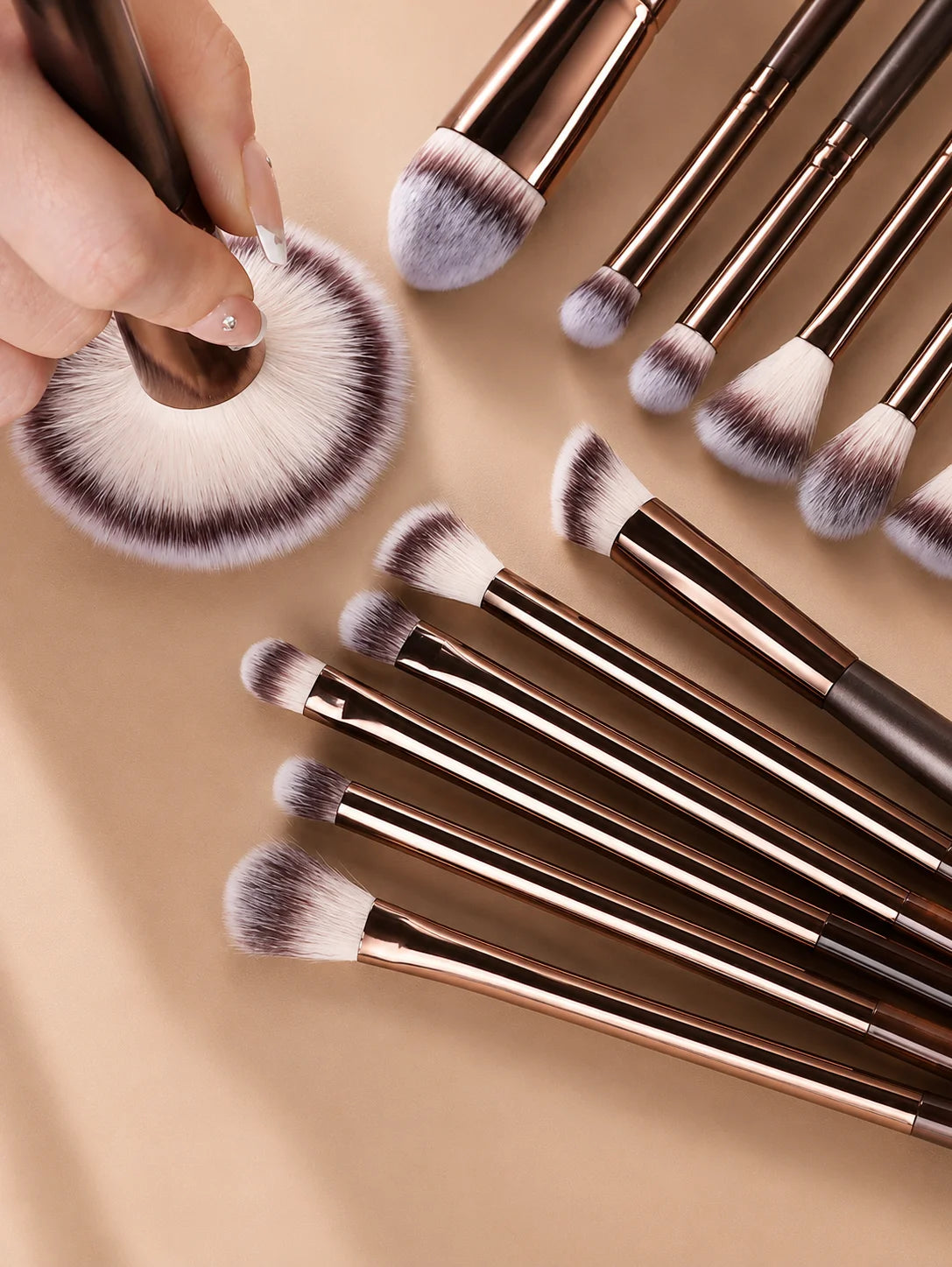 Set de Brochas de Maquillaje Profesional de Doble Punta que Incluye Brocha para Base, Brocha para Contorno, Brocha para Rubor, Brocha para Polvo, Brocha para Sombras de Ojos, C