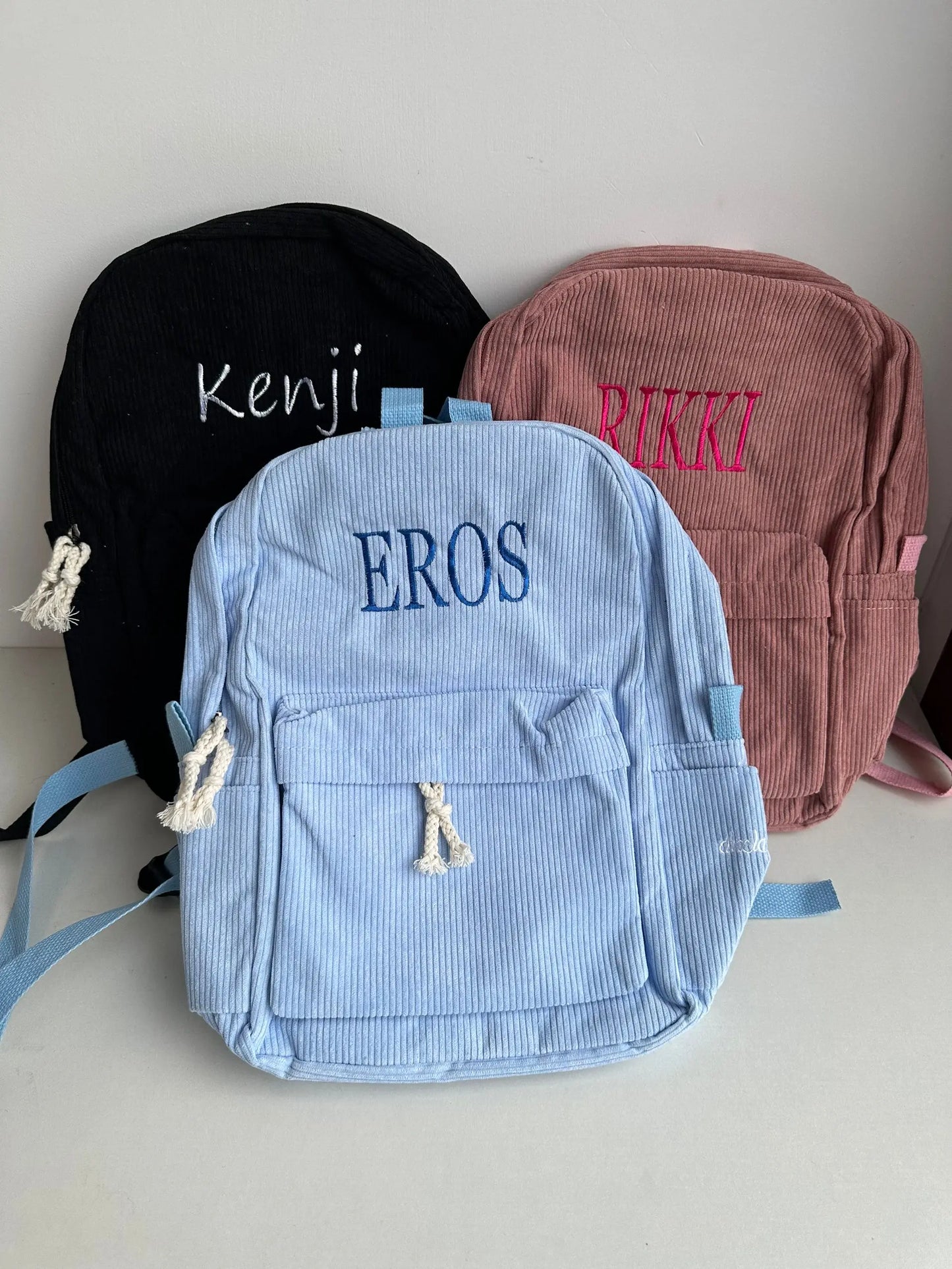 Mochila personalizada para niños, mochila de pana bordada, regreso a la escuela, mochila con nombre para niños, mochila escolar para la universidad, para niños pequeños, con
