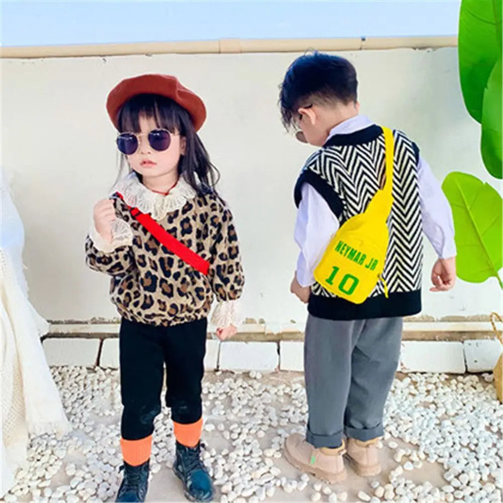 Bolso de hombro de moda para niños y niñas, bolso de pecho, bolso de mensajero, bolso de ocio deportivo, estampado de número de moda