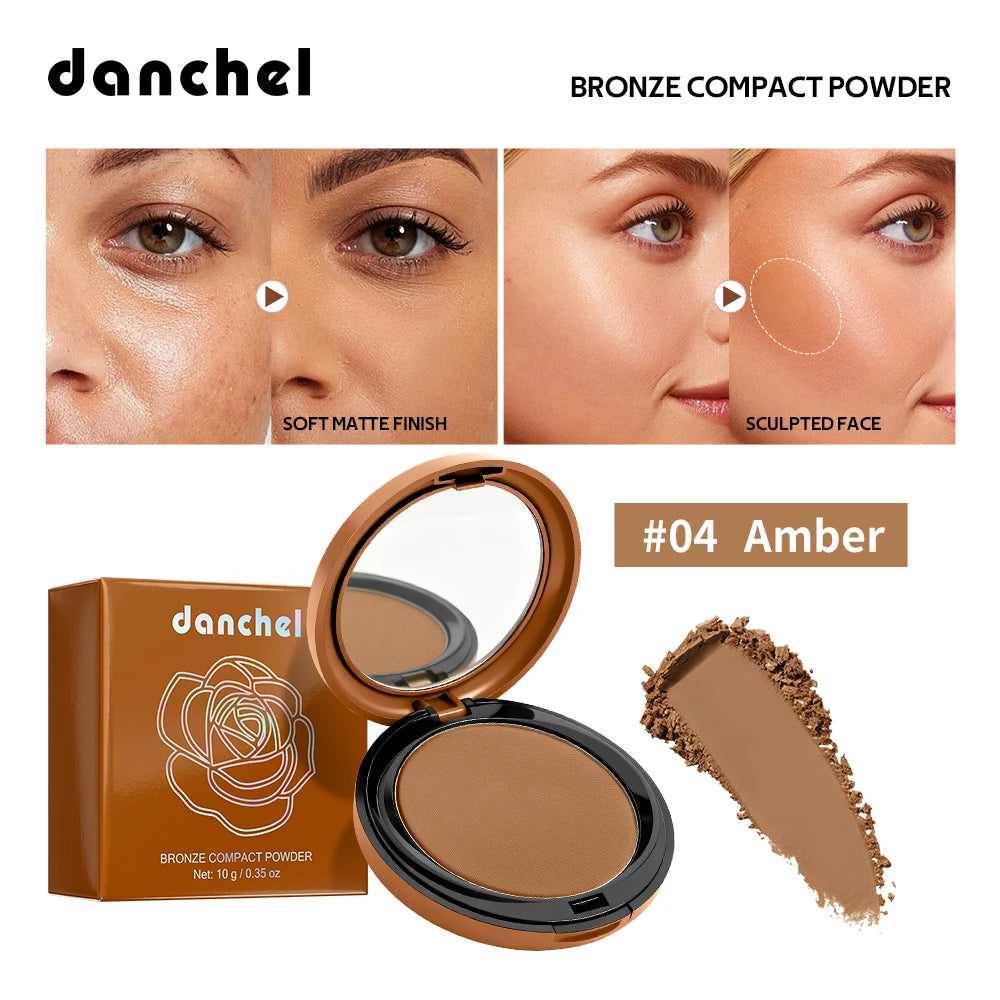 Polvo Compacto Mate Bronceado de Larga Duración, Control de Grasa, Define el Contorno Facial, Polvo Fijador con Acabado Mate Suave, Maquillaje Coreano