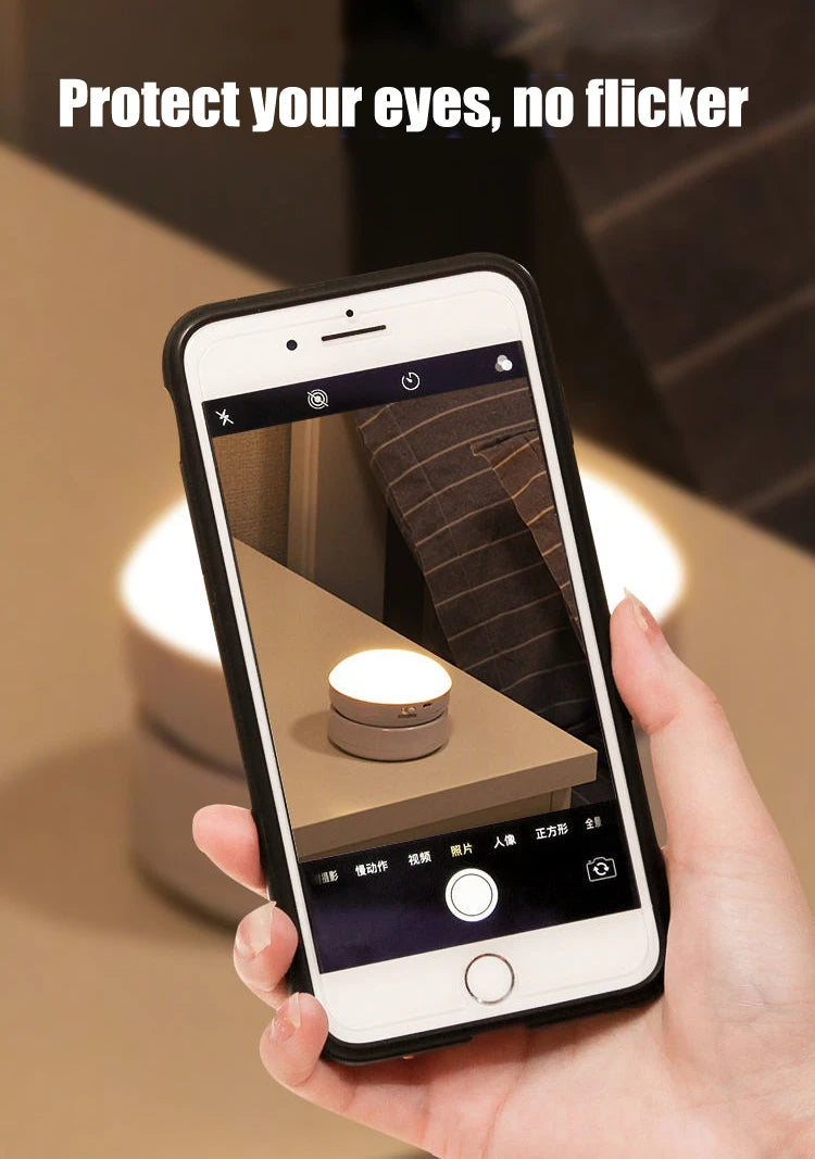 Luz nocturna con Sensor de movimiento, iluminación LED inalámbrica recargable, magnética giratoria 360 para habitación, mesita de noche, iluminación de gabinete