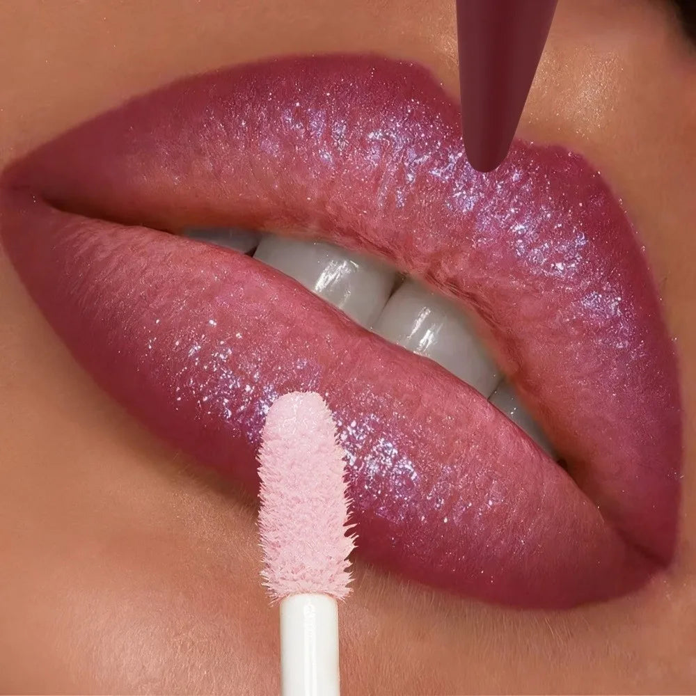 Delineador de Labios 2 en 1 de Doble Punta, Acabado Mate, Antiadherente, Resistente al Agua, Punta Cónica, Brillo Labial Mate de Larga Duración para Uso Diario