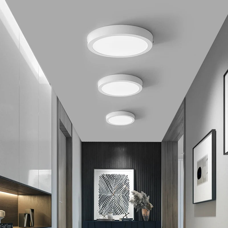 Lámpara de techo Led 110-265V Panel ultrafino luz Led para sala de estar dormitorio iluminación interior 20W 30W luces de techo redondas cuadradas