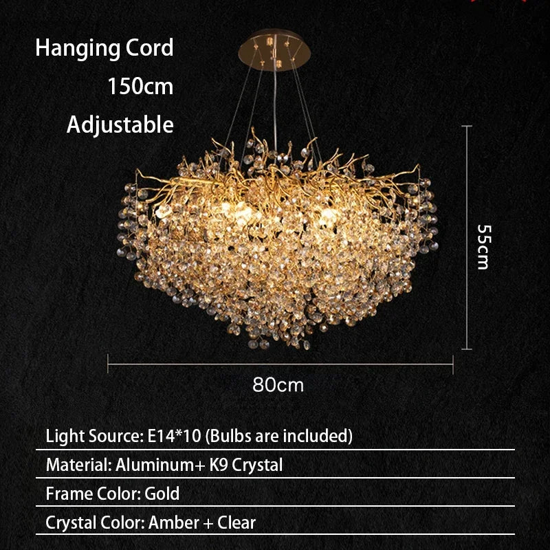 Candelabro de techo moderno para sala de estar, lámpara colgante de cristal de lujo para decoración Interior de Hotel y cocina, accesorio de iluminación