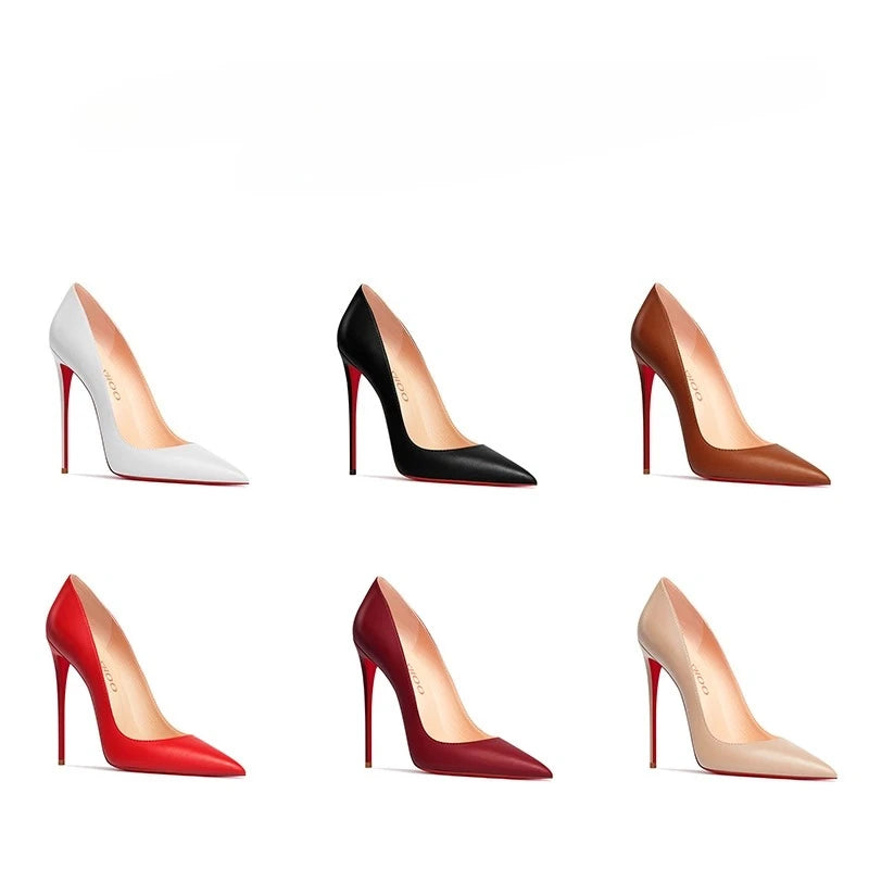 Nuevos Zapatos de Tacón Alto Puntiagudos de Boca Poco Profunda con Tacones Finos, Zapatos Individuales Blancos Mate de Moda para el Trabajo, Suela Blanda, Talla Única
