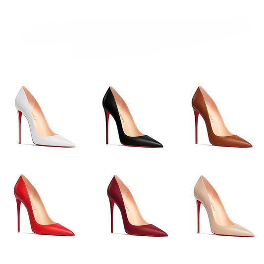Nuevos Zapatos de Tacón Alto Puntiagudos de Boca Poco Profunda con Tacones Finos, Zapatos Individuales Blancos Mate de Moda para el Trabajo, Suela Blanda, Talla Única