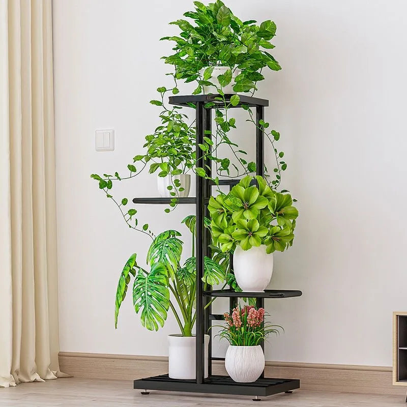 Estantes de hierro para plantas, soporte para macetas, organizador de exhibición para interiores y exteriores