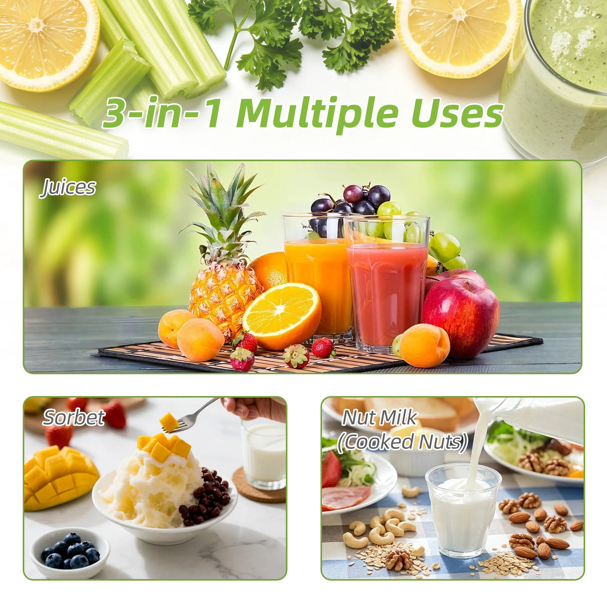 Extractor de Jugos Eléctrico Multifunción 3 en 1 BioloMix – Toma de Alimentación Ancha de 150 mm, Motor de 300 W con Pantalla Digital para Jugos Ricos en Nutrientes