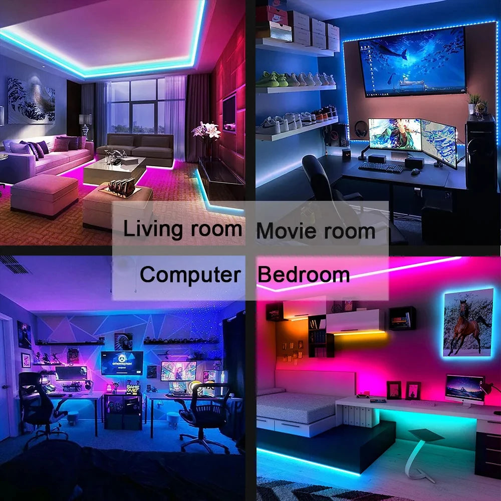 Tira de luces LED con Bluetooth, SMD inteligente 5050, aplicación remota, Control, cinta Flexible, lámpara de diodo, retroiluminación de TV, sala de juegos, decoración del hogar