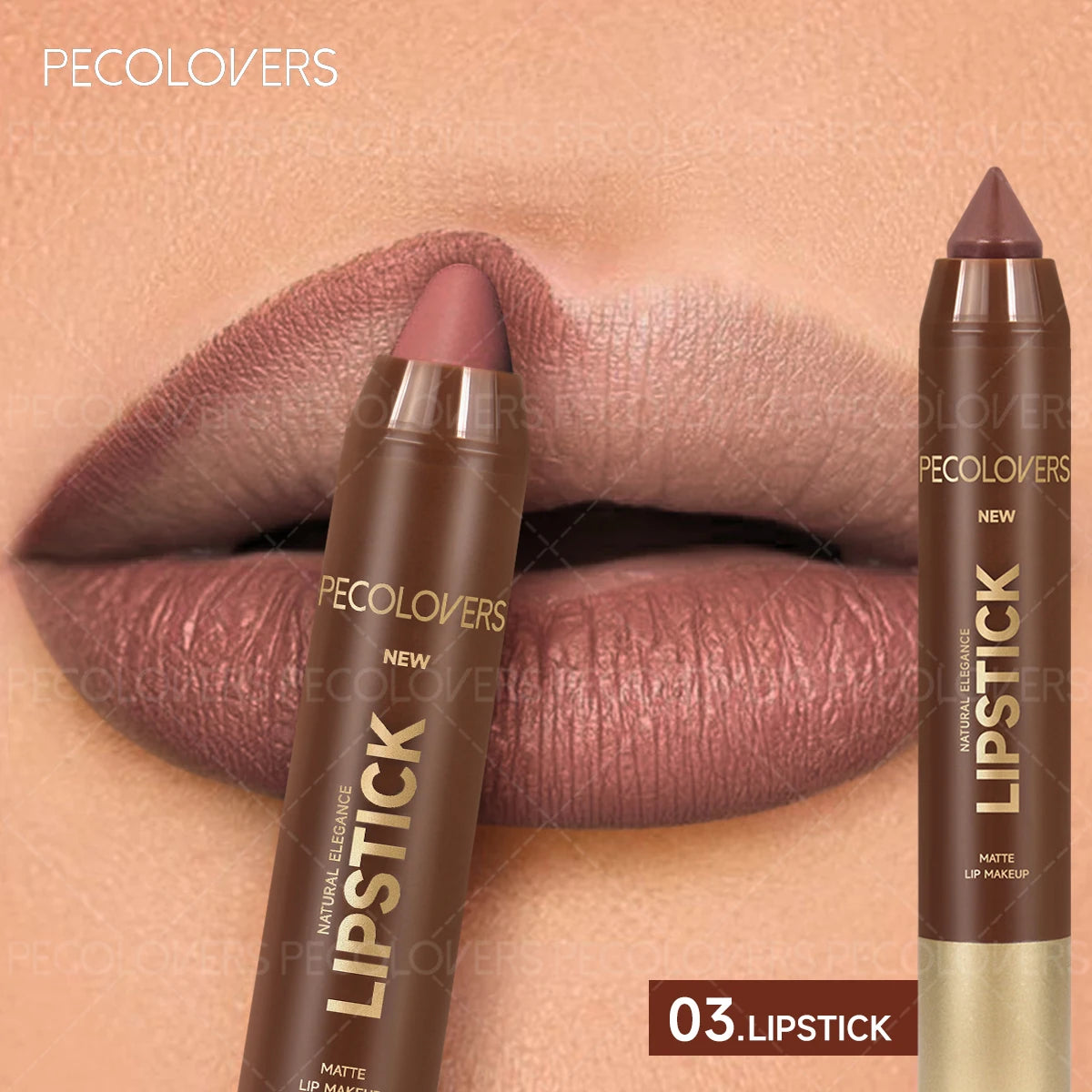 Delineador de labios y lápiz labial 2 en 1 (1 unidad): acabado mate, para definir el contorno de labios, se adapta a estilos de maquillaje de otoño e invierno