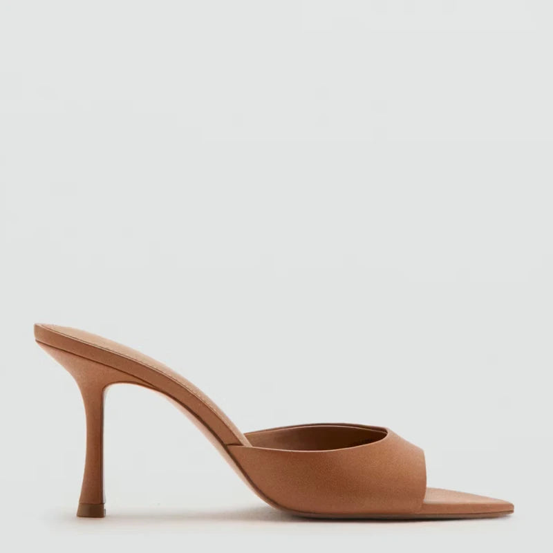 Sandalias de Tacón Alto para Mujer, Primavera-Verano 2026, Nuevas Sandalias Elegantes de Cuero Pintado, Sandalias de Tacón Alto para Uso en Exteriores
