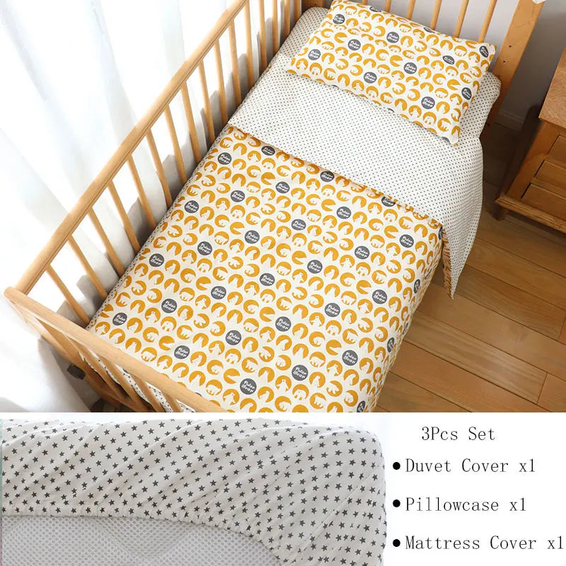 Juego de cama para cuna de bebé, ropa de cama de algodón, kit de cuna para niño y niña, incluye funda de almohada, funda nórdica, decoración para habitación de niños, 3 uds.