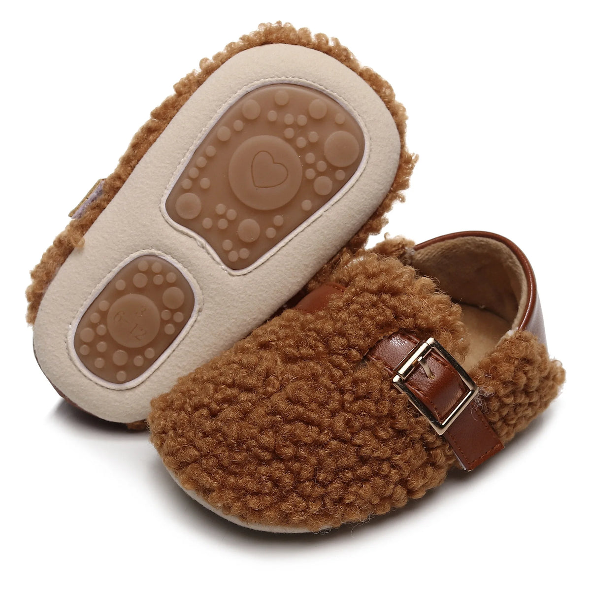 Zapatos para bebé recién nacido, calzado suave y cómodo para caminar, antideslizante para interiores, felpa cálida y gruesa para primeros pasos