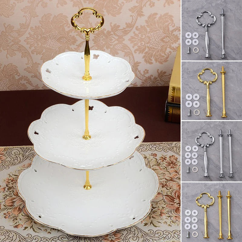 Soporte para plato de pastel de 3 capas, soporte para pastel con mango, soporte de Hardware para hacer fiesta de boda, plato de postre para magdalenas de resina, soporte para servir