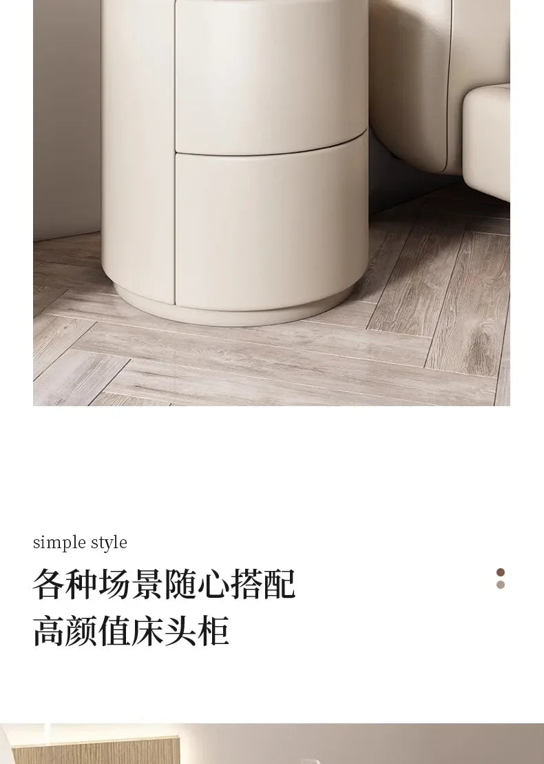 Gabinete lateral para sofá de sala de estar, mesita de noche redonda creativa de madera maciza, nuevo gabinete de almacenamiento para dormitorio pequeño y moderno y sencillo