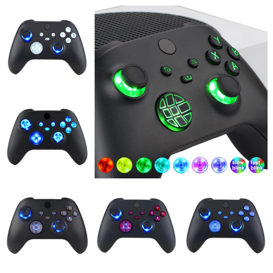 eXtremeRate Kit LED DTF V2 luminoso multicolor para controlador Xbox Series X/S modelo 1914, botones de palanca de mando D-pad