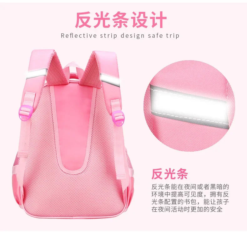 Mochila Escolar Ligera para Niñas de 6 a 12 Años, Linda Mochila con Lazo de Puntos, con Correas Acolchadas Ergonómicas
