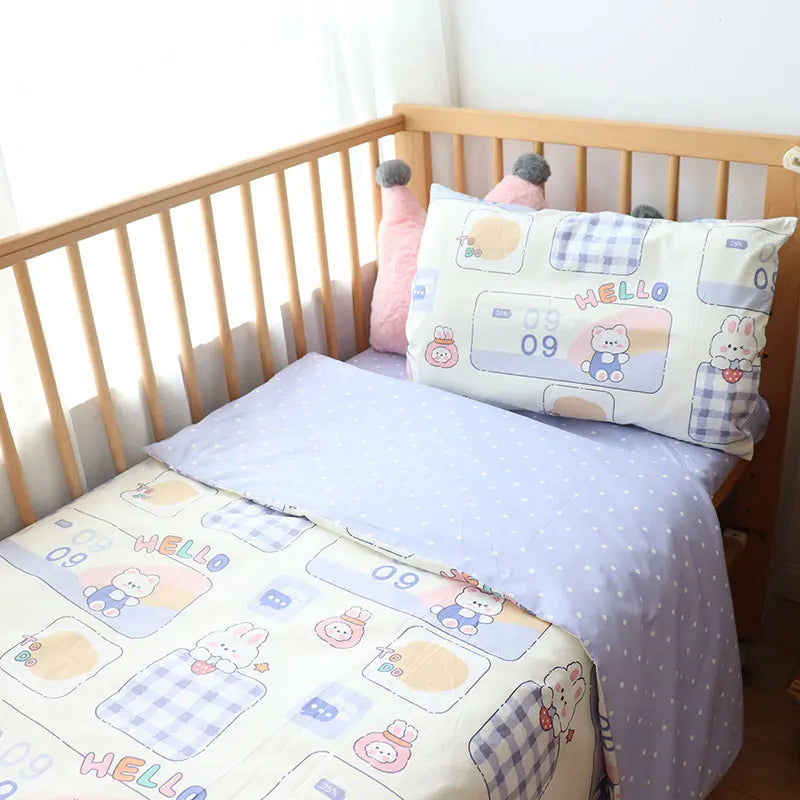 Juego de cama para cuna de bebé, ropa de cama de algodón, kit de cuna para niño y niña, incluye funda de almohada, funda nórdica, decoración para habitación de niños, 3 uds.