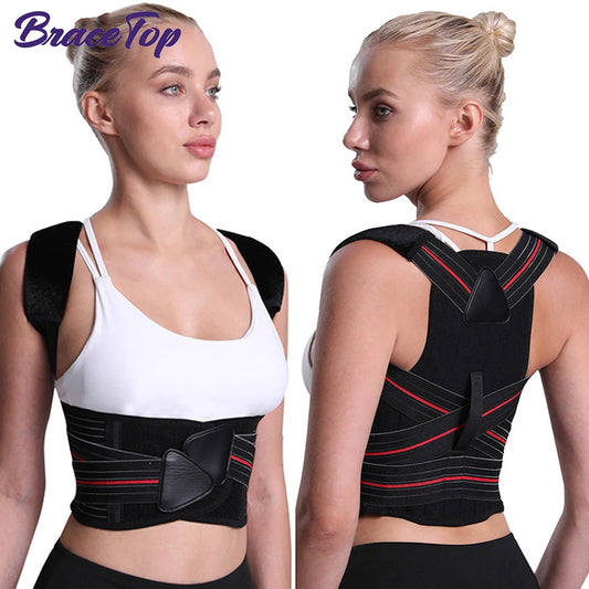 Corrector de postura ajustable BraceTop, soporte para espalda, soporte para hombro, corrección de postura, Corrector de postura de columna vertebral, cinta fijadora Postural