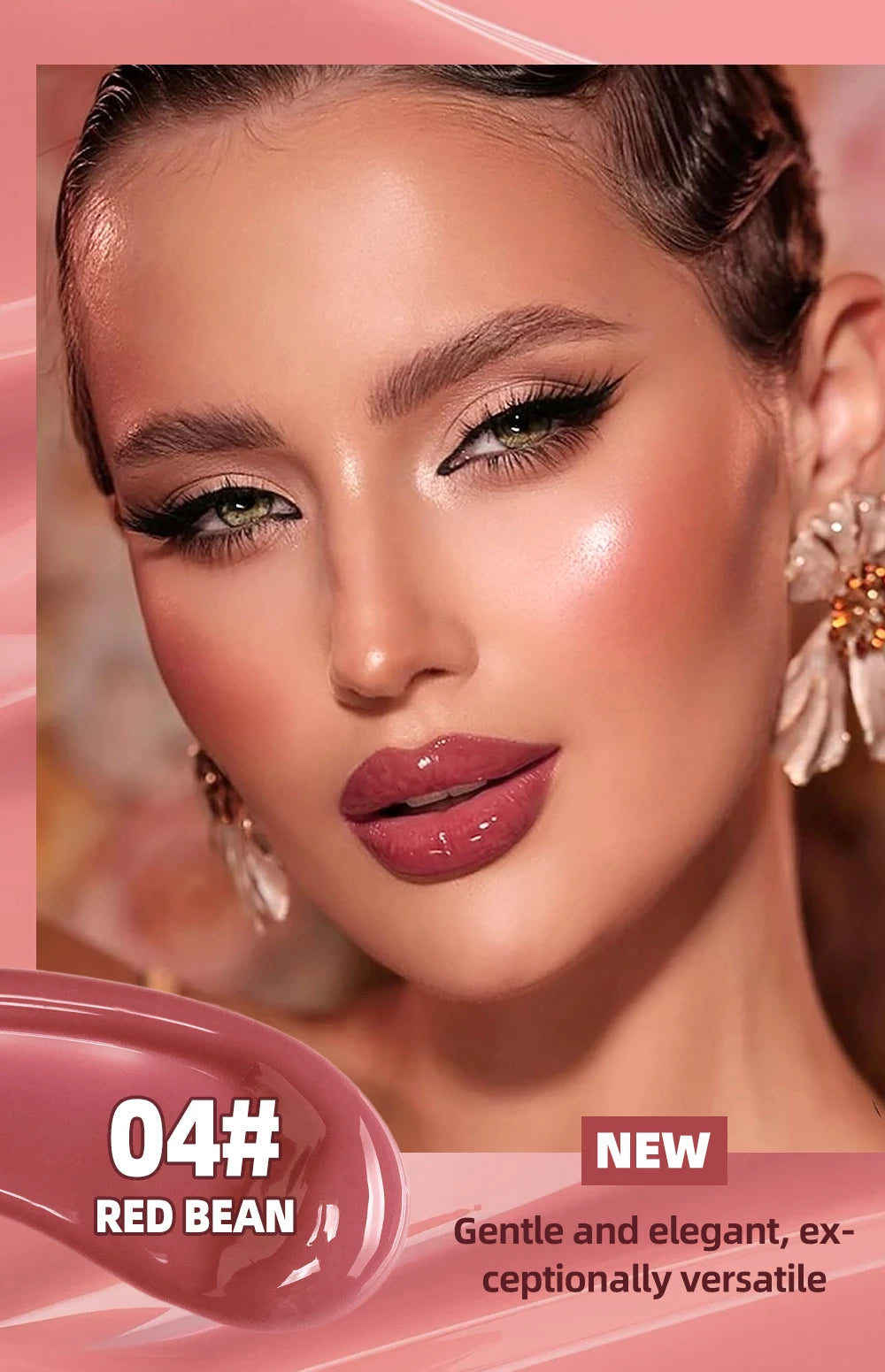 Brillo Labial QIBEST Efecto Espejo, Tinte de Larga Duración, Hidratante, Brillante, con Purpurina, Maquillaje Nutritivo