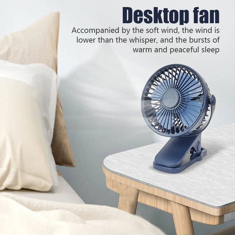 Ventilador de escritorio con clip Mini ventilador de escritorio de refrigeración USB silencioso de 3 velocidades 360 °   Gire los ventiladores eléctricos portátiles del clip del ventilador para el refrigerador de aire de