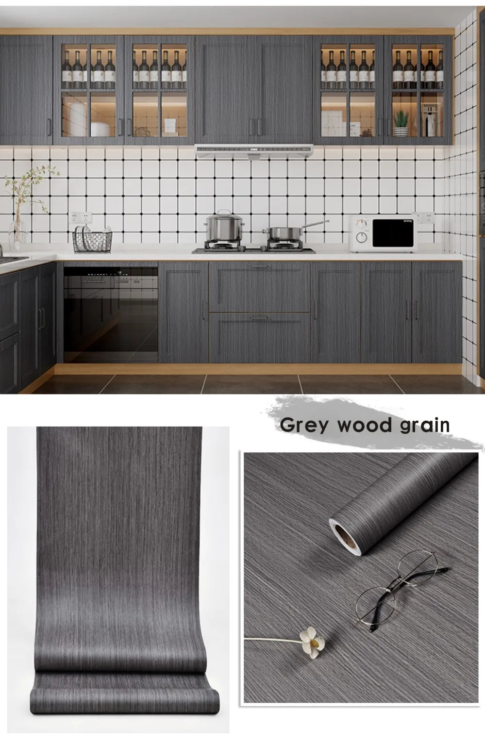 Pegatinas de puerta de grano de madera para armario, mesa, armario, muebles, papel tapiz autoadhesivo de PVC impermeable, decoración del hogar