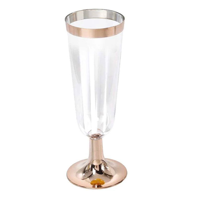 Copas de champán de plástico desechables, 6/12/24/36 uds, 5OZ, Copas de champán doradas, tazas para cóctel de fiesta de boda, suministros de celebración