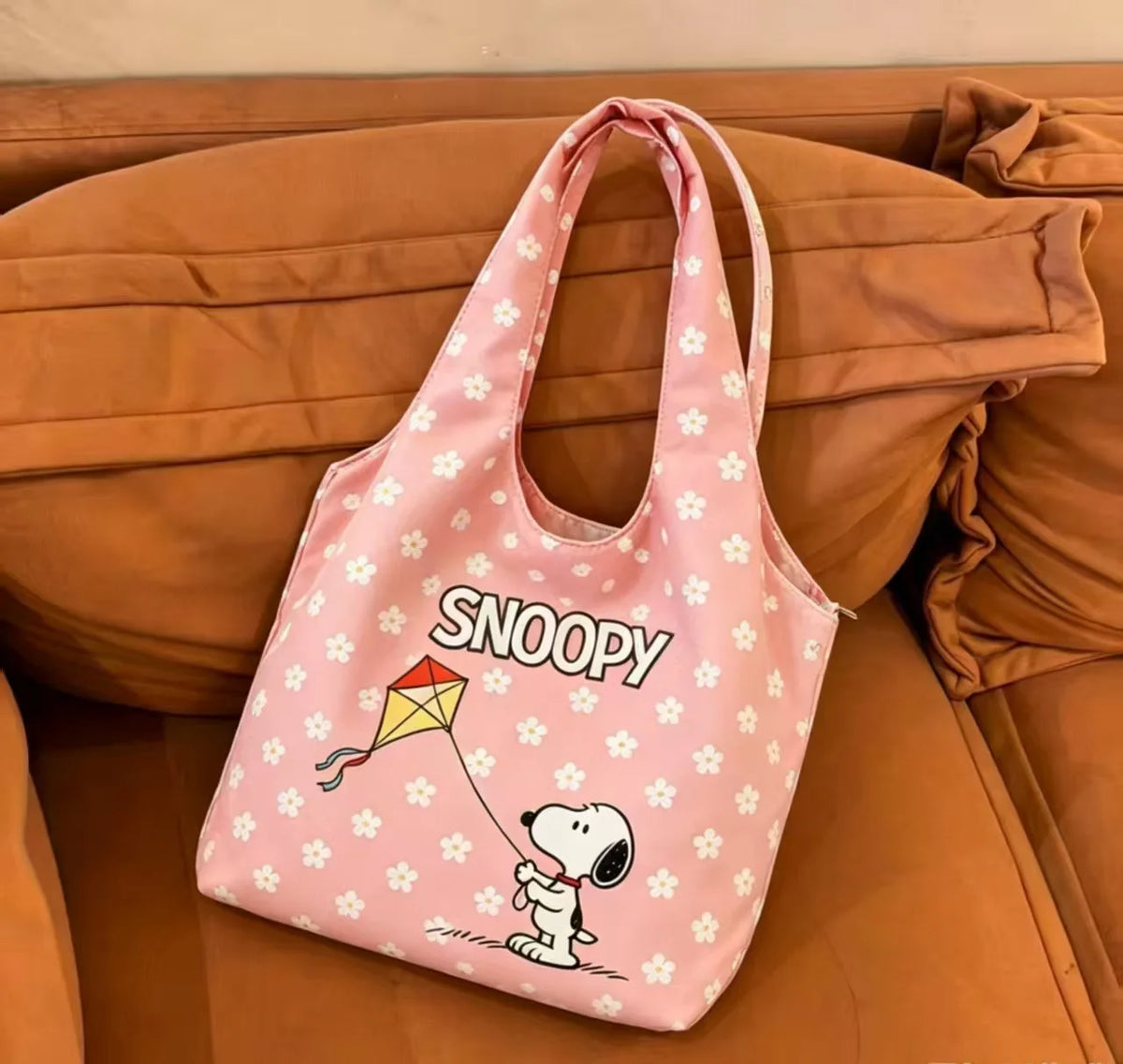 Bolso de Mano de Lona con Diseño de Snoopy, Estilo Kawaii, para Chicas, de Gran Capacidad, Simple, de Nailon