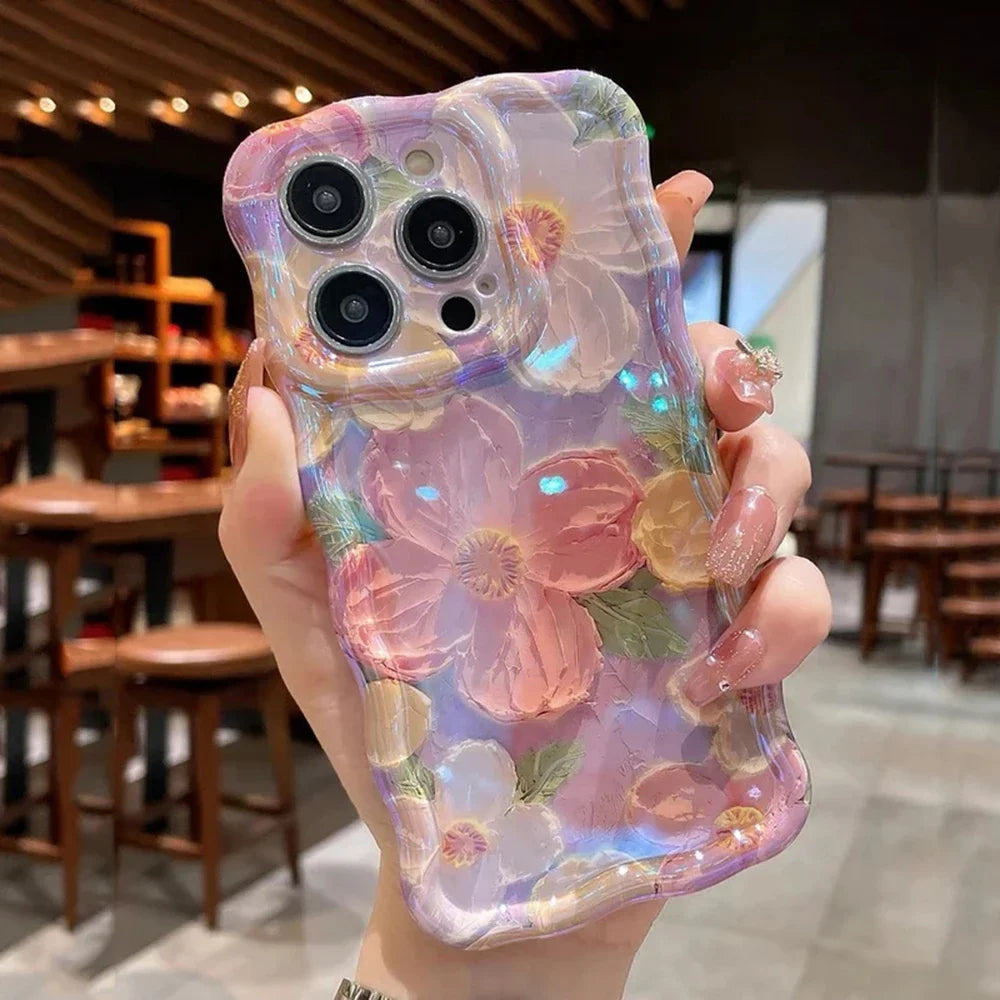 Funda de teléfono con pintura al óleo Retro para iPhone 13, 14, 15, 16 Pro Max 12, 11, funda de silicona a prueba de golpes con estampado de flores de lujo, decoración artística