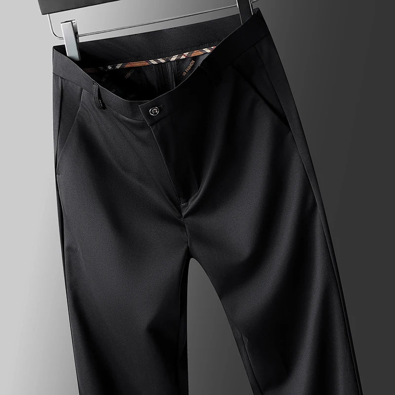 Pantalones Casuales de Negocios para Hombre con Elasticidad en Cuatro Direcciones, Pantalones de Vestir para Primavera/Otoño, Pantalones Formales, Pantalones Casuales Elásticos