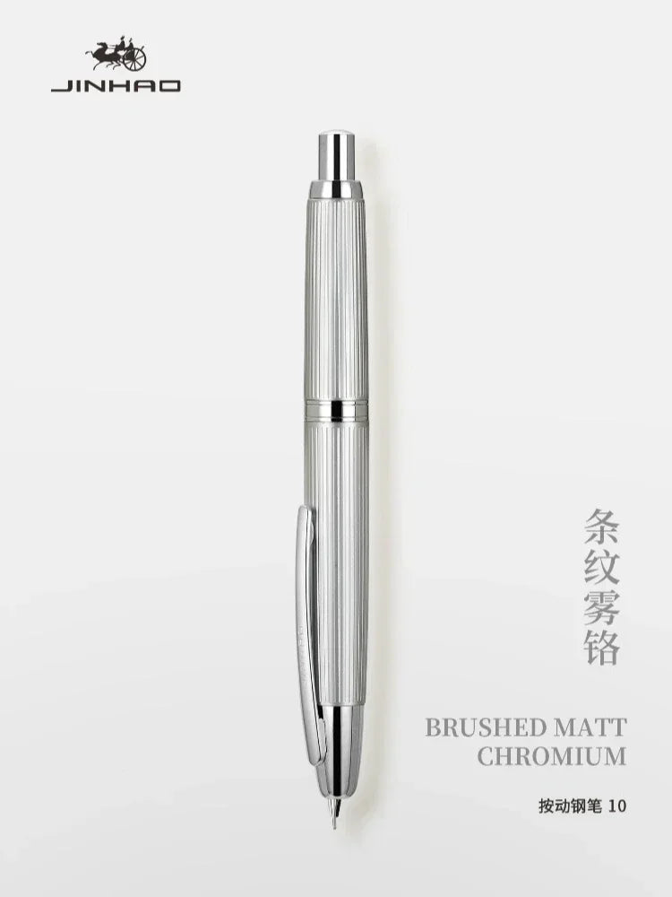 JINHAO 10 pluma estilográfica de prensa, punta retráctil EF/F de Metal con Clip, convertidor de pluma de tinta para escribir, suministros escolares, papelería PK A1 A2