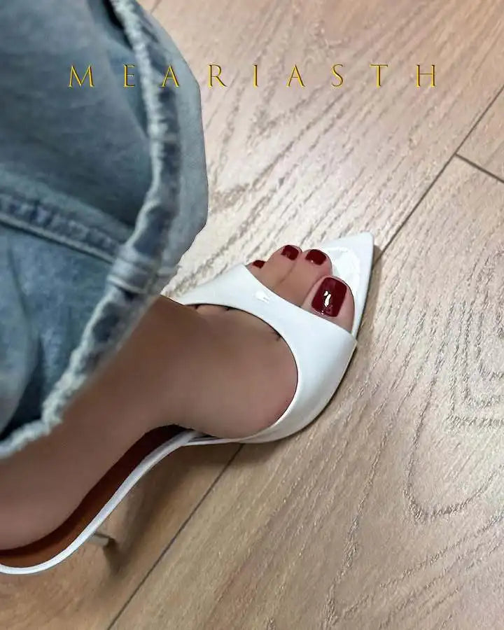 Sandalias de tacón de charol rojo, Sandalias poco profundas sin cordones, tacones sexis sólidos, zapatos de tacón de aguja de verano de 10CM, Sandalias con punta abierta y una correa