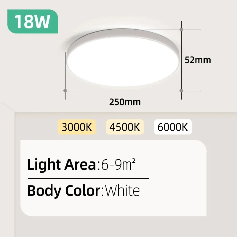 Lámpara de techo Led 110-265V Panel ultrafino luz Led para sala de estar dormitorio iluminación interior 20W 30W luces de techo redondas cuadradas
