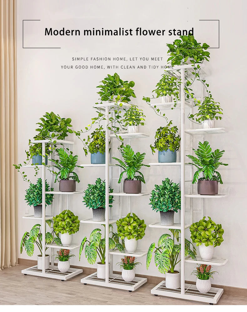 Estantes de hierro para plantas, soporte para macetas, organizador de exhibición para interiores y exteriores