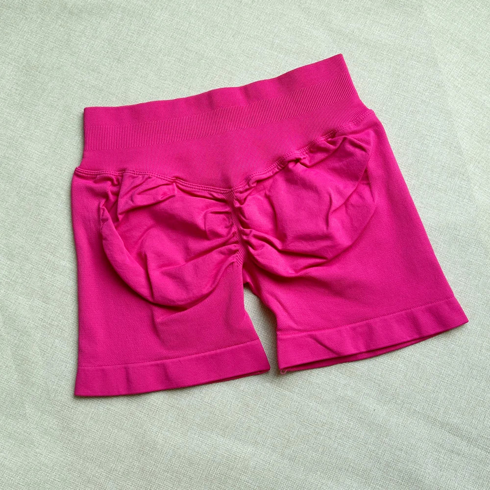 Pantalones cortos deportivos para mujer, pantalones cortos de gimnasio con banda baja acanalada de 4,5 ", mallas sin costuras para entrenamiento y Yoga