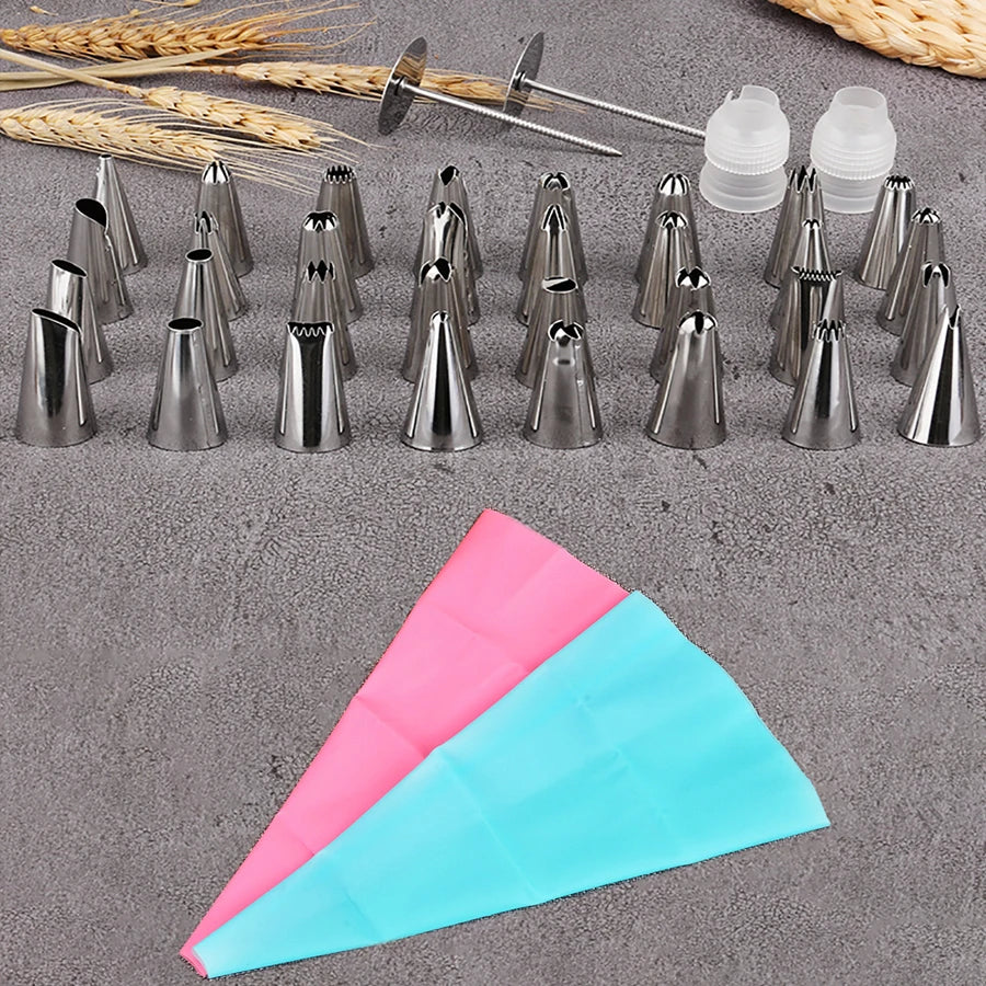 38 unids/set bolsa de pastelería de crema boquillas de decoración de pasteles molde de tubo herramientas para hornear