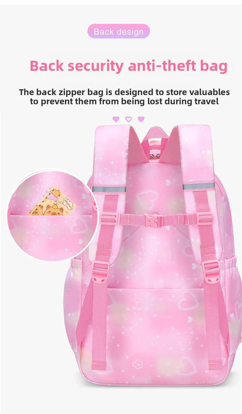 Mochila Escolar 2026 con Colgante de Amor, Juego de 3 Piezas, Decoración de Mariposas, Mochilas Escolares para Niñas, Estilo Princesa