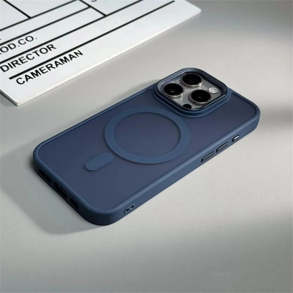 Funda protectora de cámara espiritual de lujo para iPhone 15 16 Pro Max 16 fundas Magsafe para iPhone 14 12 11 13 17 Pro Max cubierta mate