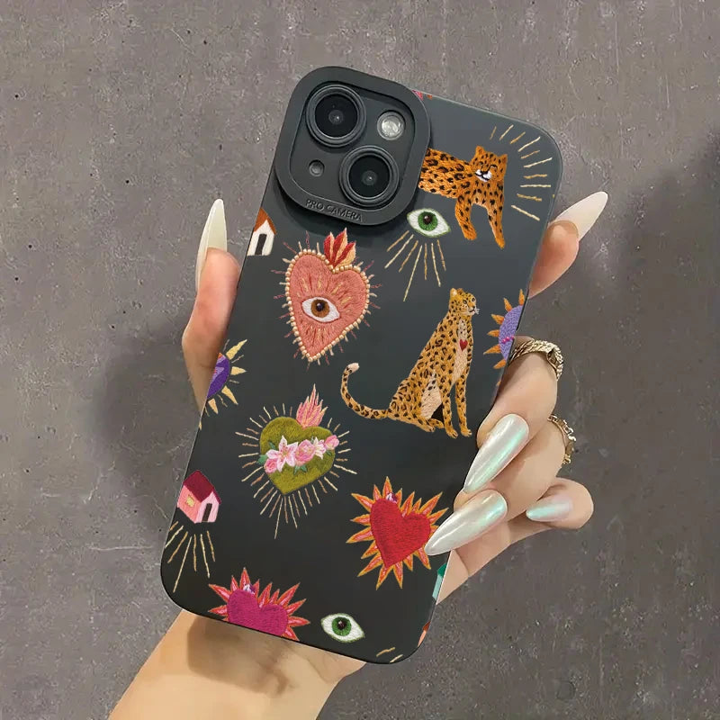 Funda de teléfono con ojos de leopardo florales para Xiaomi Mi 14T 13T 12T Pro 14 13 12 11 Lite 5G NE Poco F6 F5 X5 M6 X7 Pro funda suave de silicona